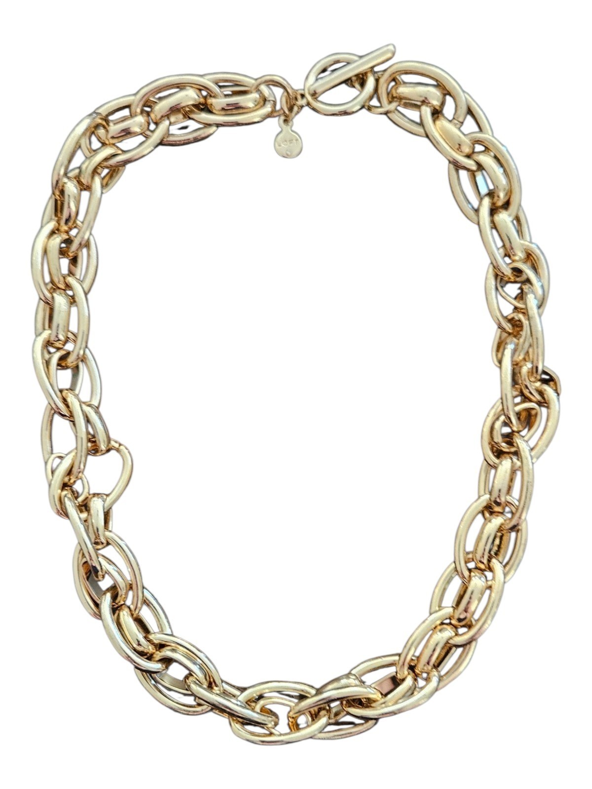 LOFT Gold Tone Chain Link Bracelet Signed LOFT with LOFT Dangle Charm
