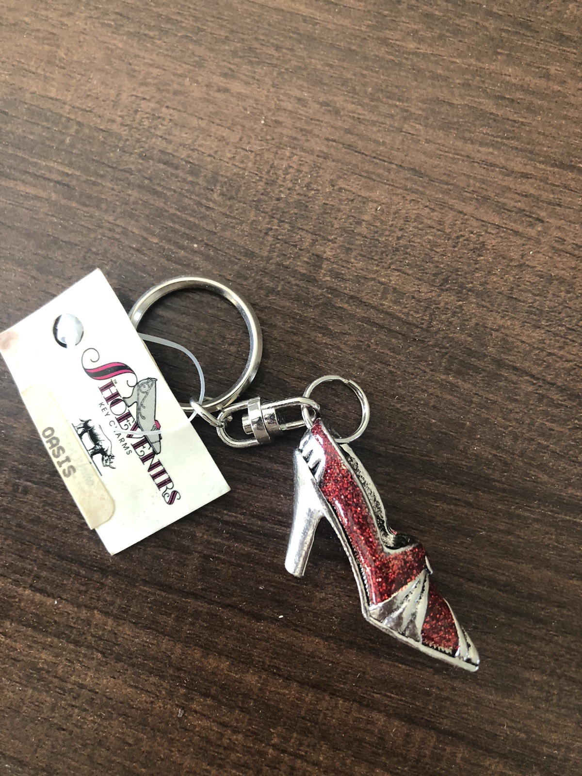 Vintage High Heel Slide Shoe Keychain Red Enamel New With Tag Shoevenir