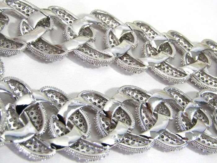 Designer Fallon Curb Chain Pave Clear Crystal Silver tone GORGEOUS