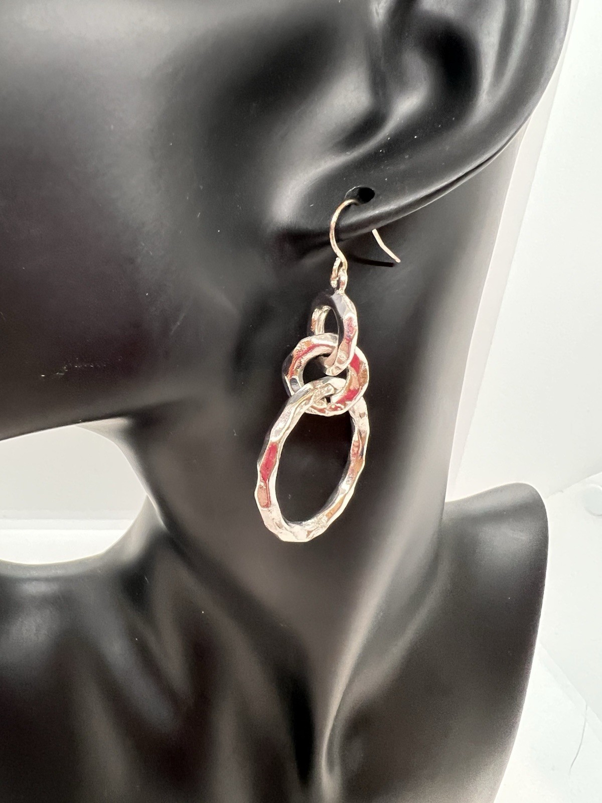 Polished Twisted Circles Long Drop Dangle Earrings