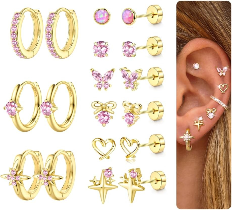 Hypoallergenic Flat Back Earrings for Women Men Surgical Steel Earring for Sensi