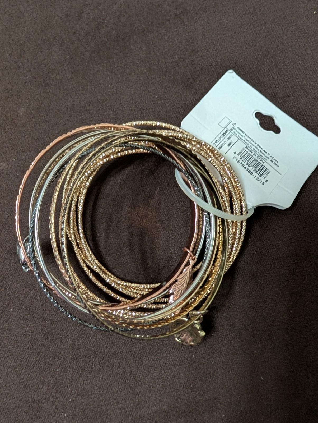 Stackable Bangle Bracelet Set 15pc Multicolor Mixed Metal Tones Slip-On