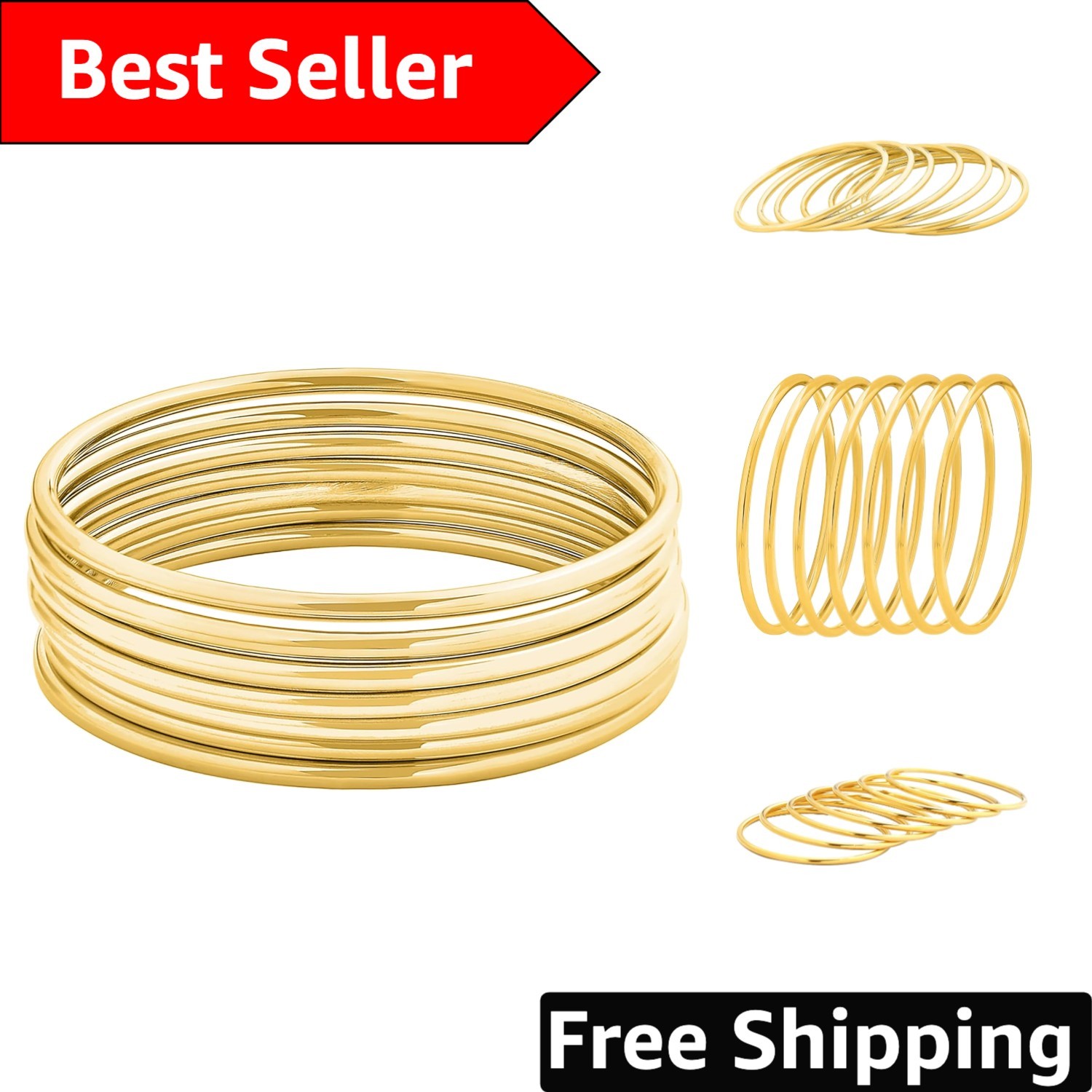 Sleek and Stylish 7-Bangle Set – Glossy Stainless Steel for Every Occasion