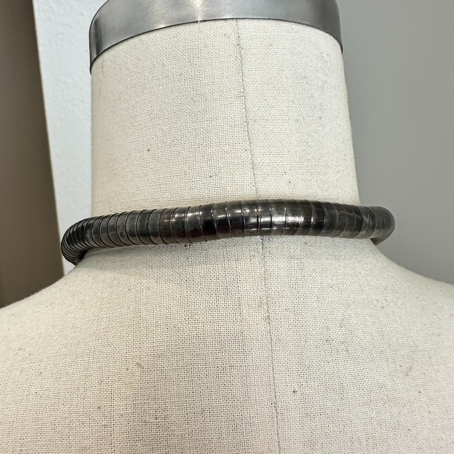 Vintage Bendable Twist Formable Snake Chain Gun Metal Necklace 35 Inch