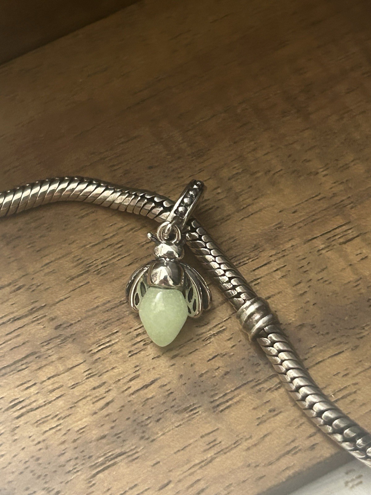 S925 Sterling Silver Green Luminous Firefly Charm