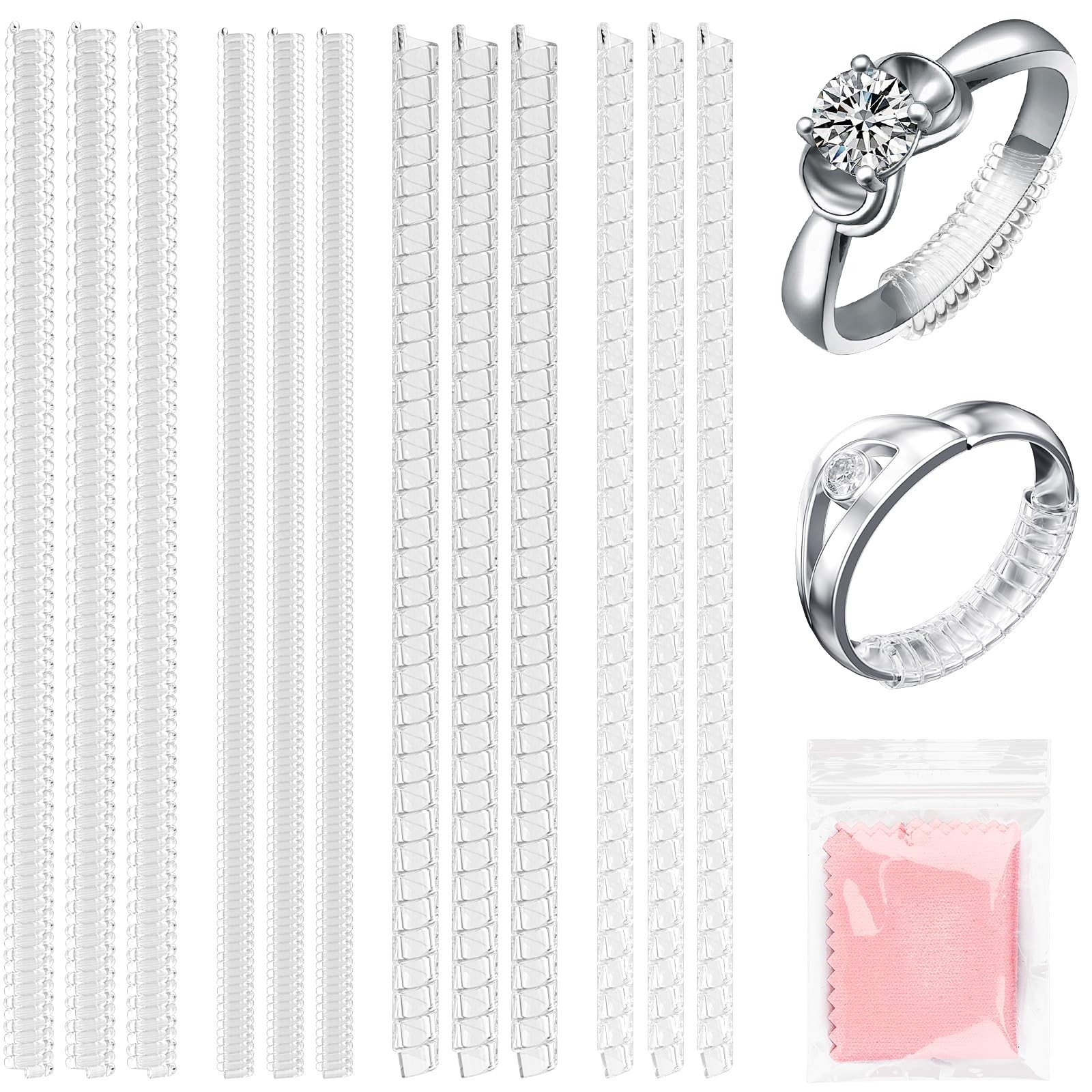 12PCS Silicone Ring Sizer Adjuster Set Invisible Non Slip Ring Tightener Guards