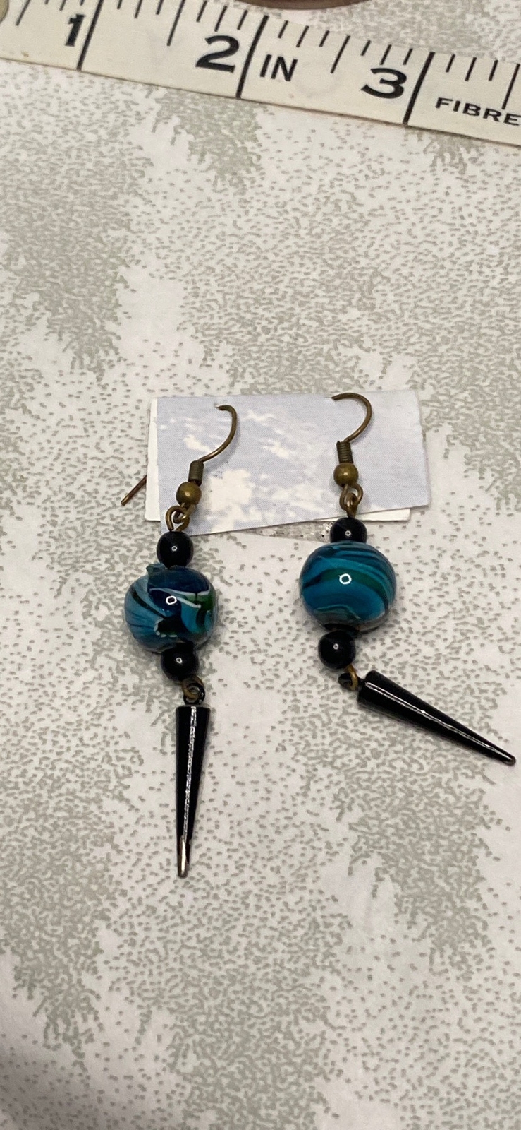 Striking Turquoise Color Ling Elongated Pierced Earrings. NEW