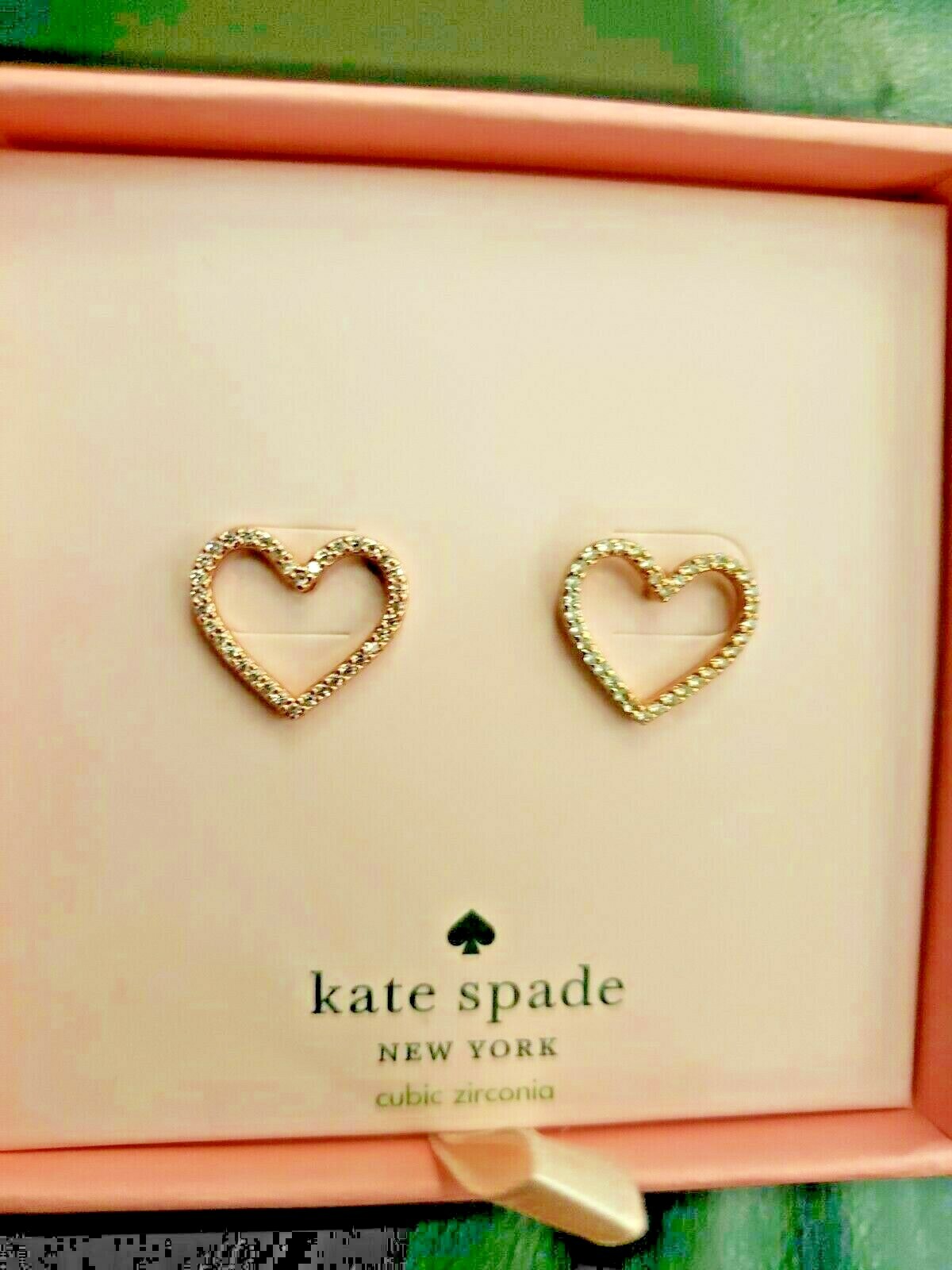 kate spade- Pave Open Heart Stud Earrings- Clear/Rose Gold- Boxed- NWT- $49