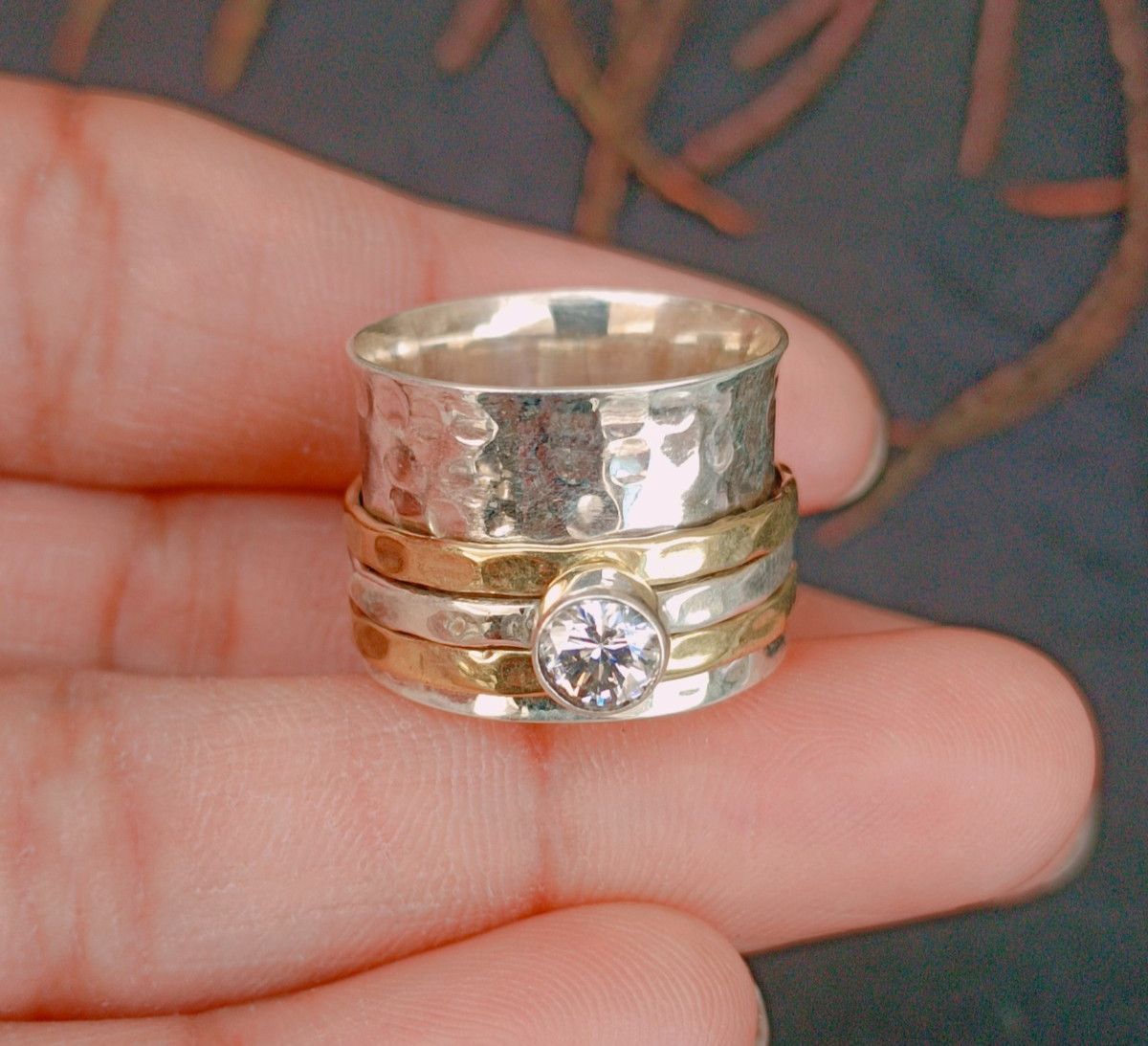 Crystal Quartz Spinner Ring 925 Sterling Silver Spinner Ring Handmade Ring B404