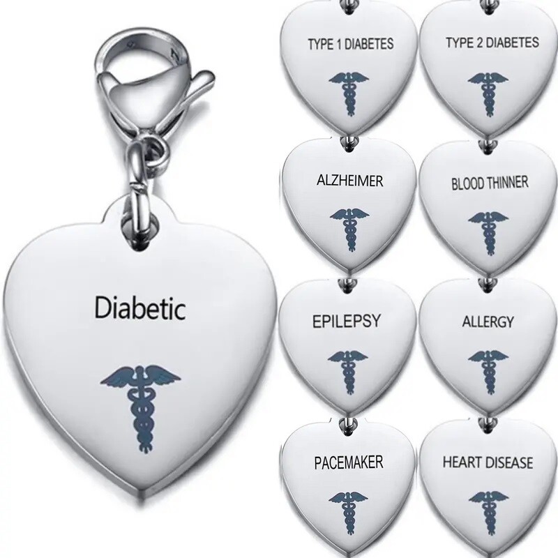 Medical ID Tag Pendant Bracelet 12 TYPES Diabetes Pacemaker Epilepsy MANY MORE