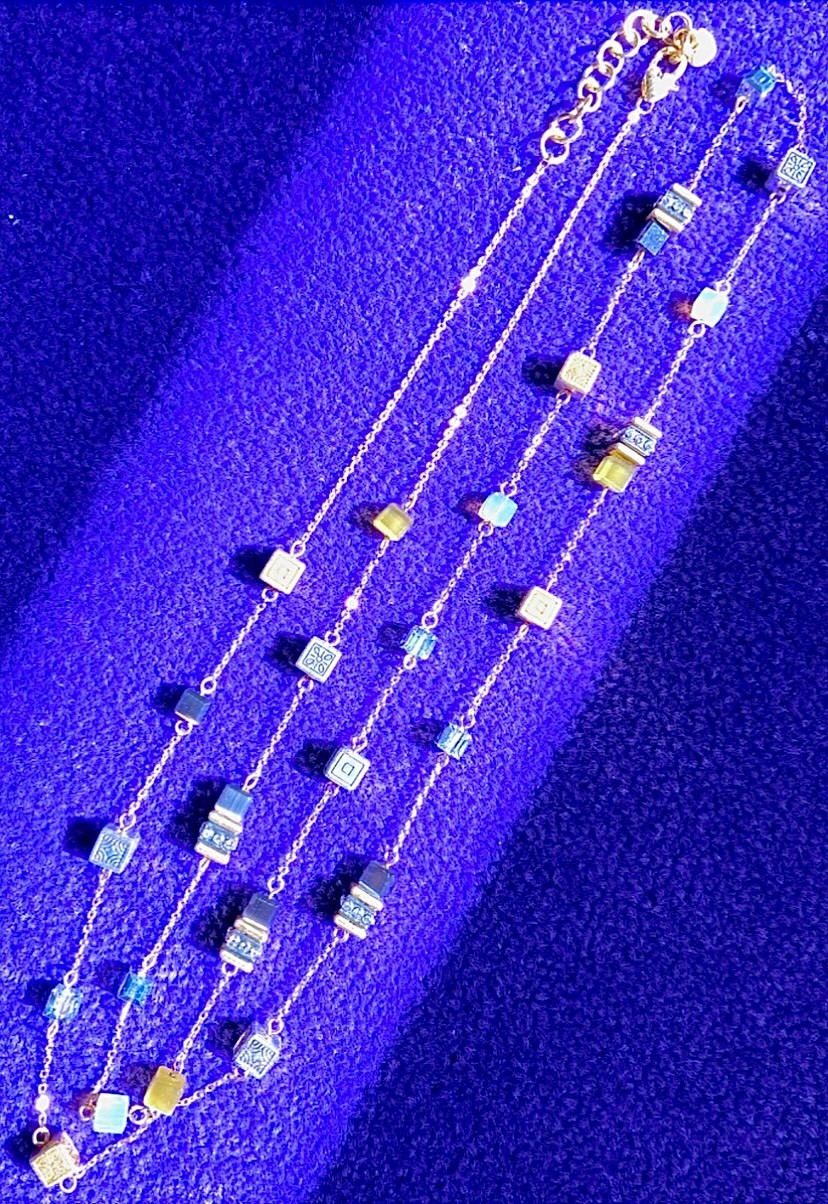 BRIGHTON SILENT CODE OPALESCENT+IRIDESCENT CRYSTAL LONG STATION NECKLACE VG✨$102