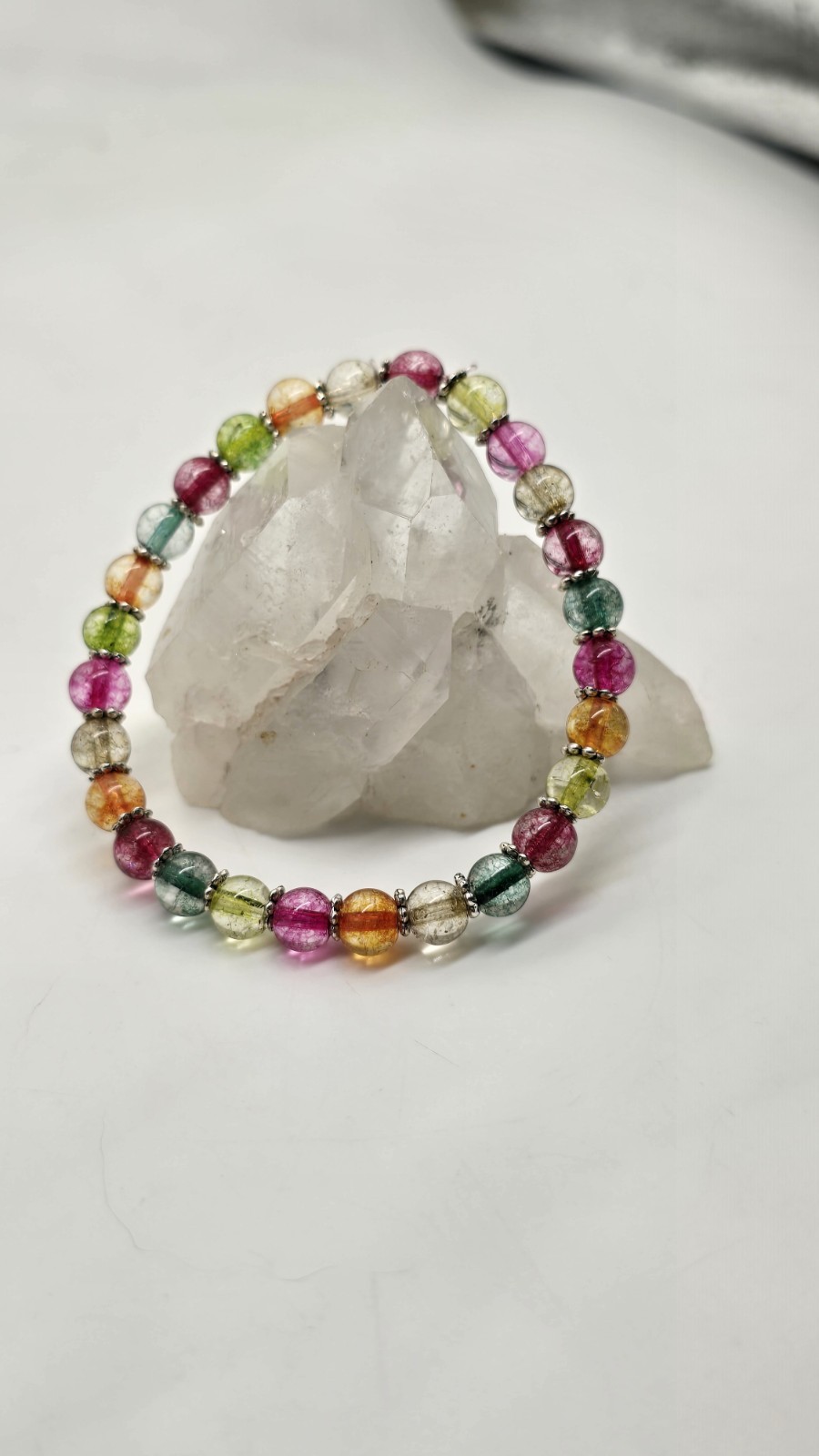 Genuine Multi Color Tourmaline 7.0 Inch Stretch bracelet