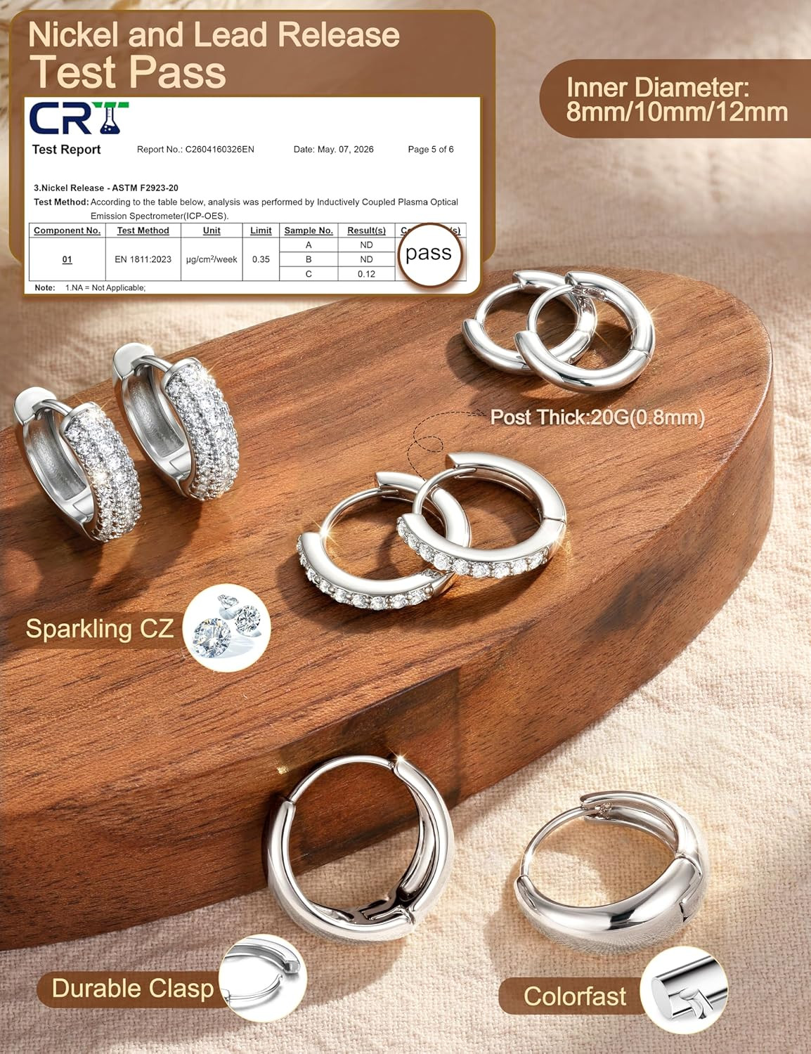 14K Gold Plated Chunky Hoop Earrings for Women Hypoallergenic – 4 Pairs Non Tarn