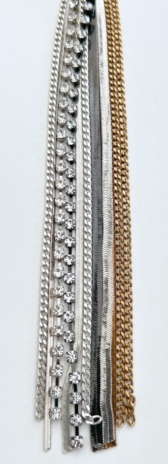 CHICO’S MIXED METAL MULTI STRAND GOLD SILVER TONE GEM STRANDS Y NECKLACE BOHO