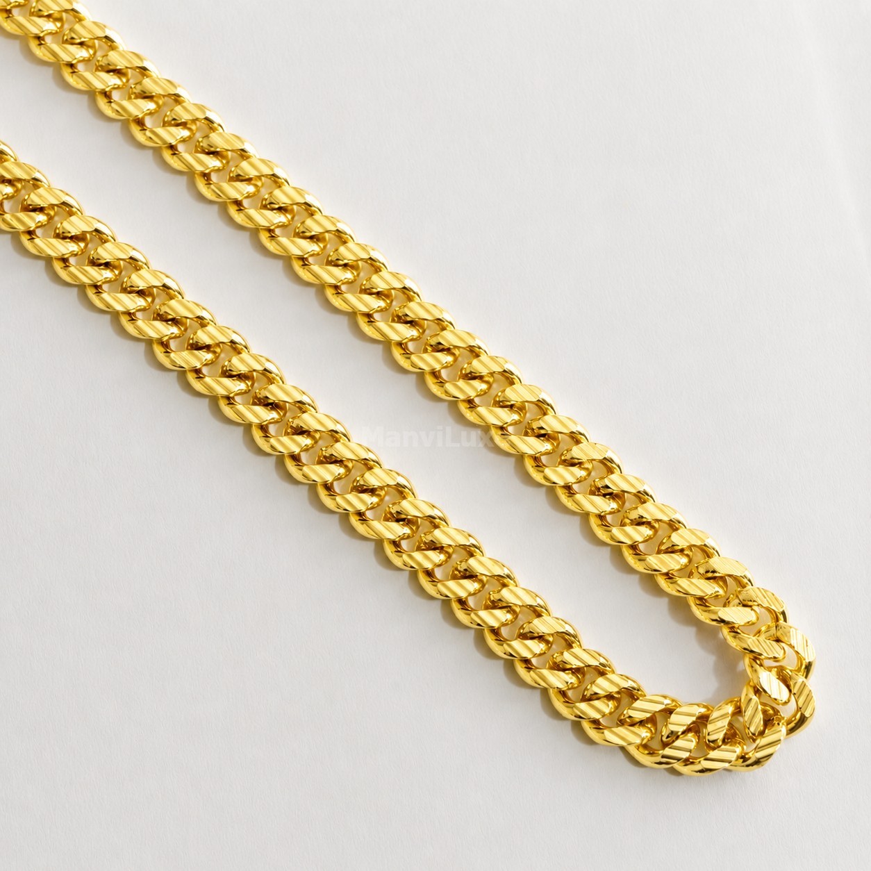 20″Premium Gold Filled Heavy Cuban Curb Chain | Textured Diamond Cut Necklace