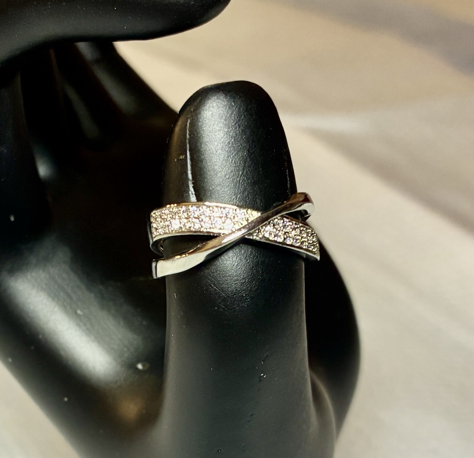 White Sapphire Cubic Zirconia in a 9.25 Sterling Silver Infinity Band Size 9.0