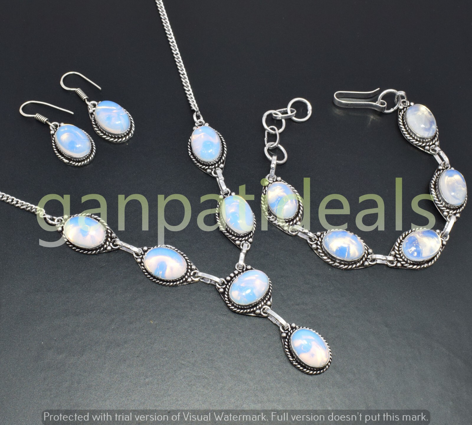 Oplite Gemstone 3pcs Combo Set 925 Silver Plated Wholesale Lot Jewelry