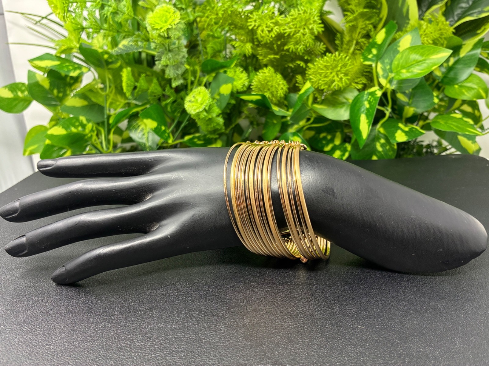 Style & Co Gold Tone Wide Cuff Bracelet Adjustable Layered Bangle NWT