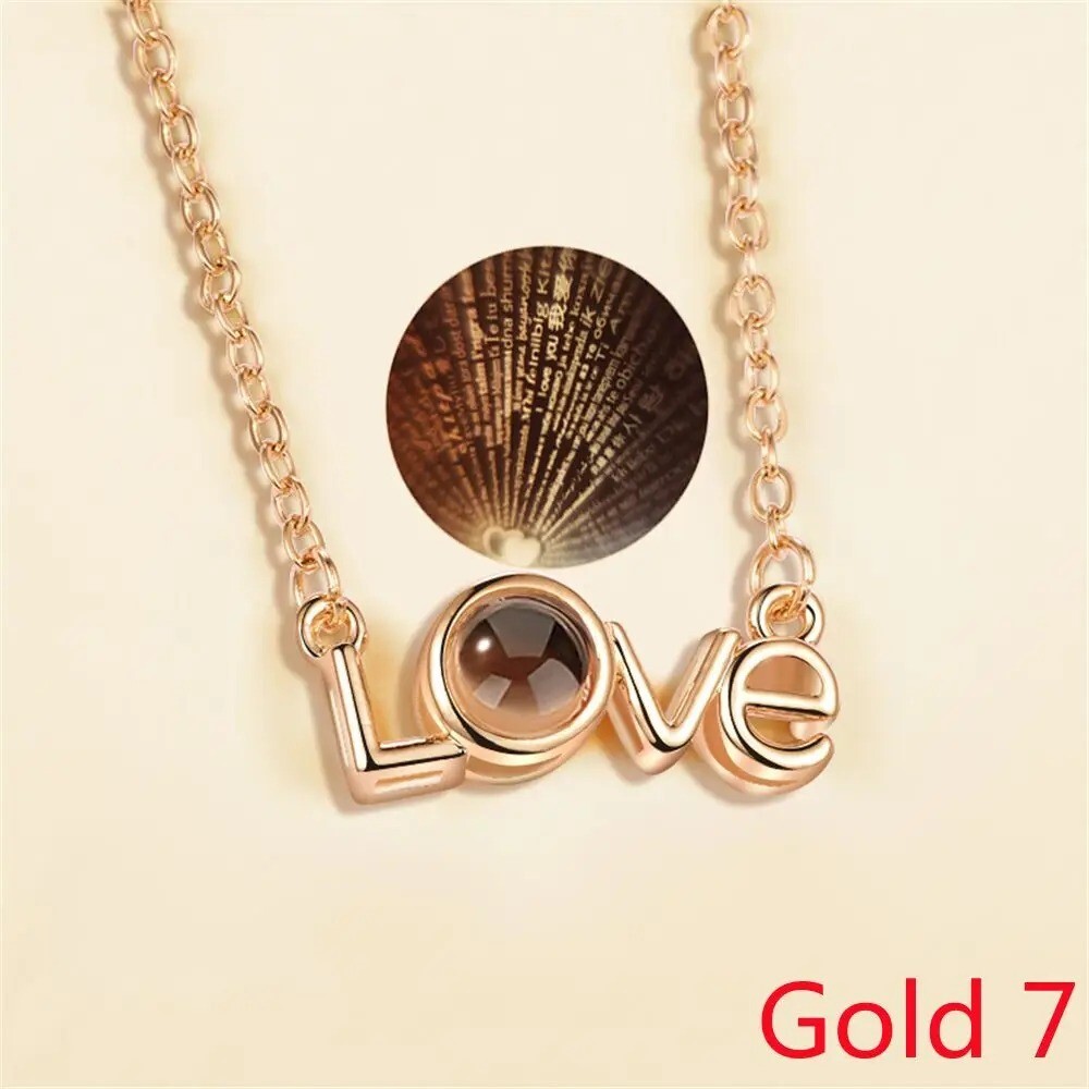 “I Love You” Projection Necklace for Women Romantic Jewelry Gift for Valentine