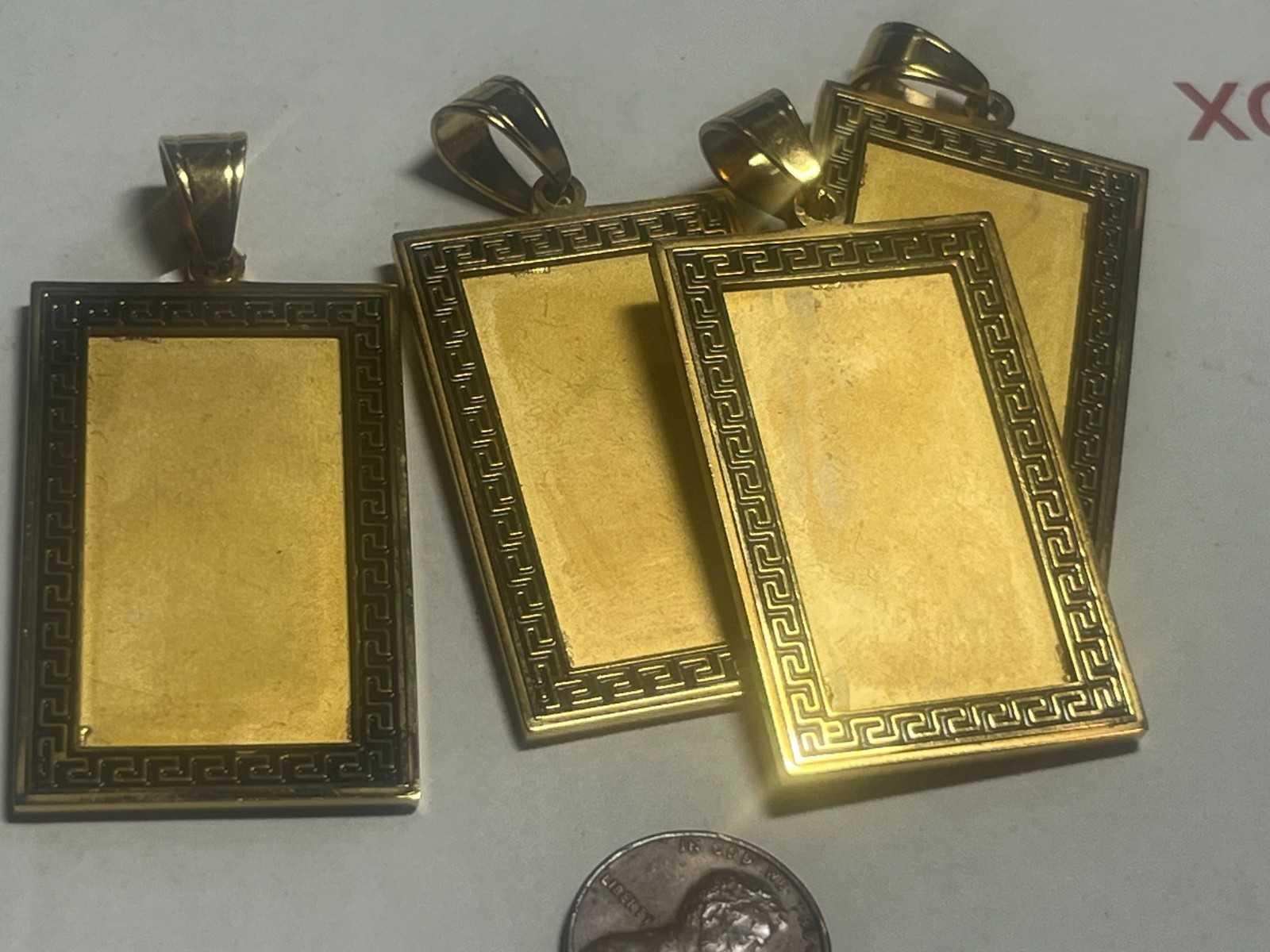 stainless steel plain pendant,gold color,45 mm x 28mm