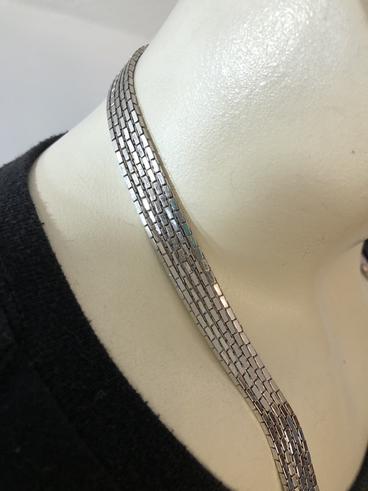 Monet Vintage Silvertone 5 Strand Necklace Varied Lengths