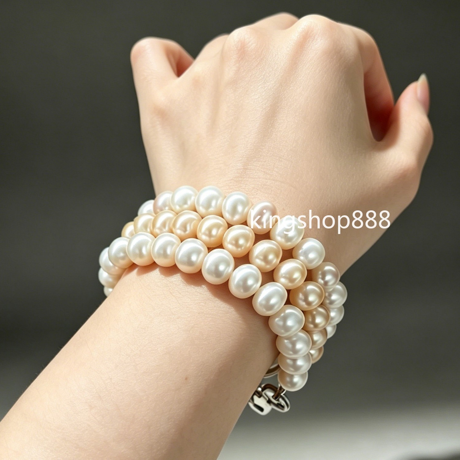 5mm Natural Keshi Freshwater Pearl Beaded Bracelet Round 16-17cm Wrist Women