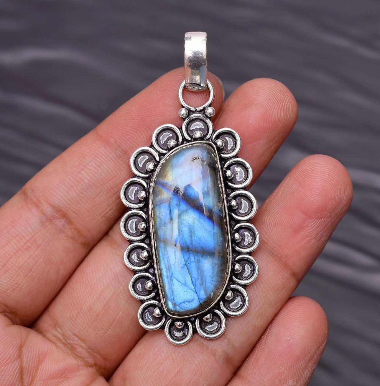 Labradorite Gemstone 925 Sterling Silver Jewelry Pendant 2.32″