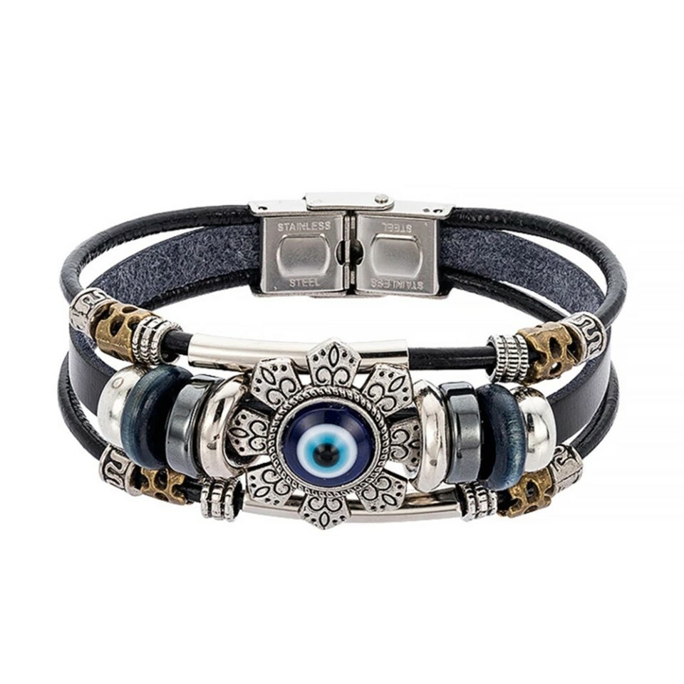 New Lucky Eye Turkish Evil Eye Bracelets Men Women Punk Style Flower Handmade