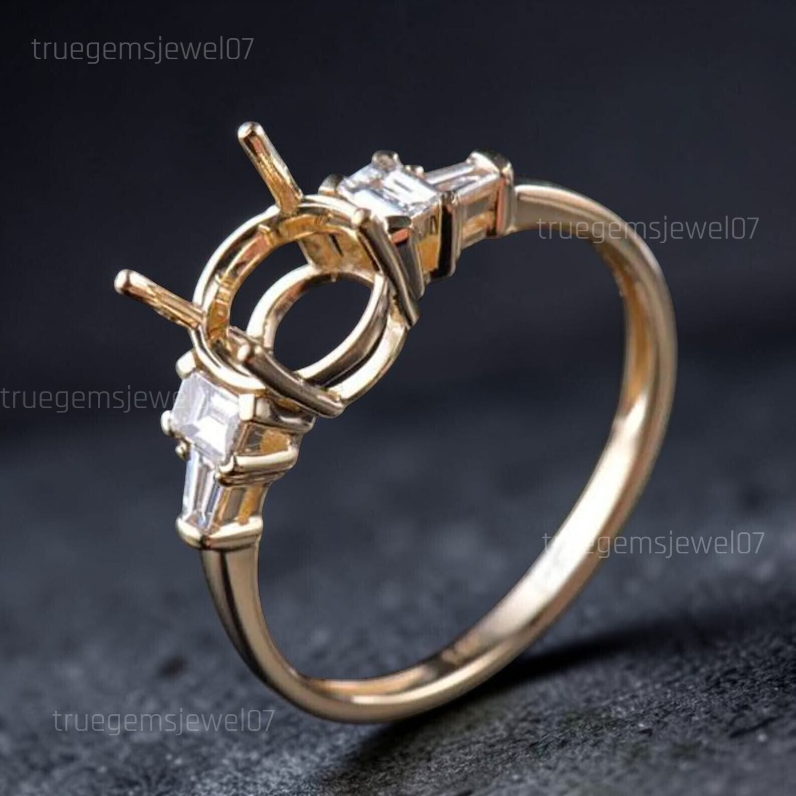 925 Sterling Silver Semi Mount Ring Round Cut 8mm Ring DIY Setting Fine Jewelry
