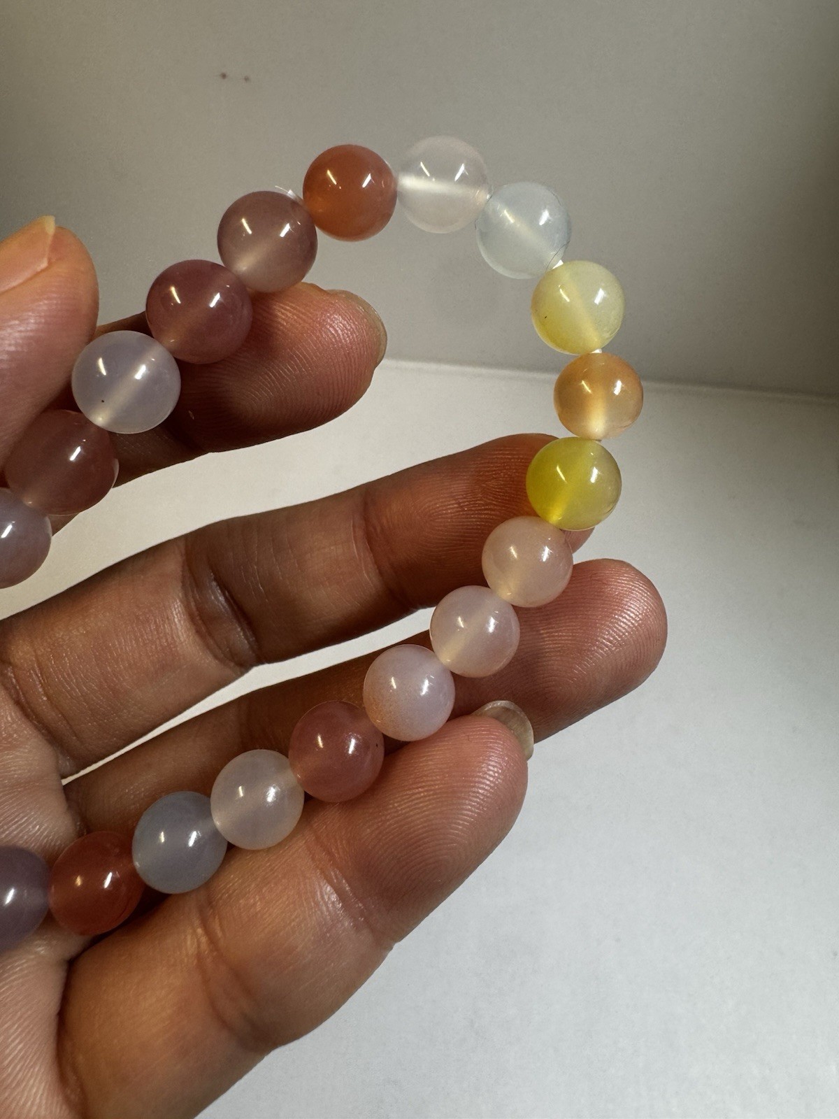 multicolor 8mm round beads yanyuan agate stretch Bracelet new 6.5” good quality