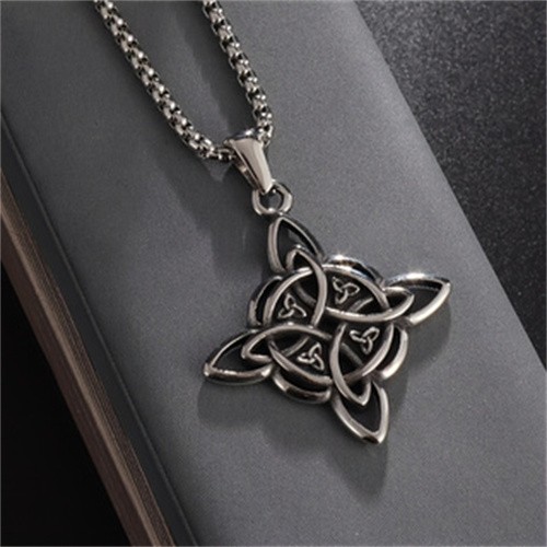 2Pcs New Silver Witch’s Irish Protection Triquetra Trinity Knot Pendant Necklace