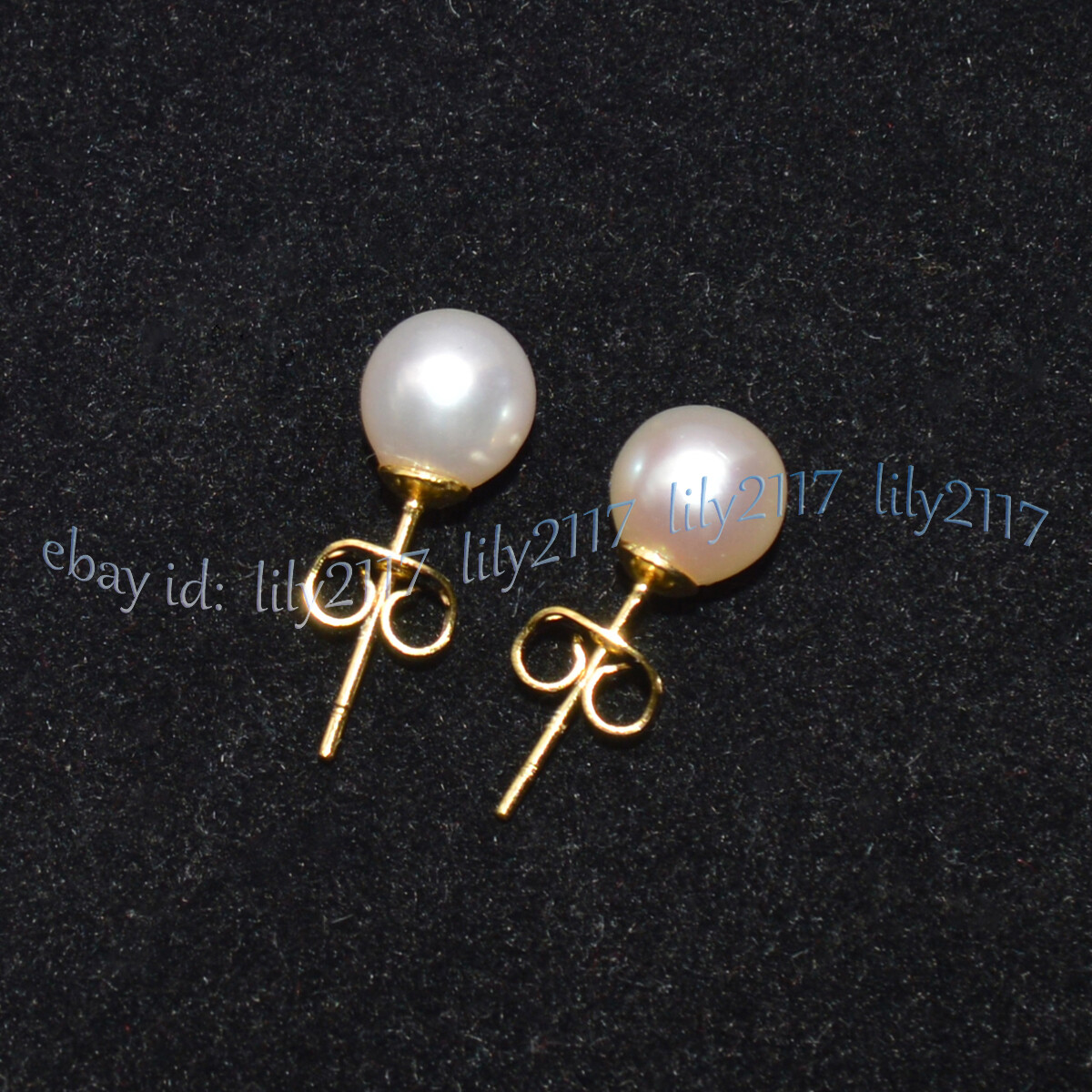 Perfect AAAA Natural White Akoya Pearl 14K Gold Stud Earrings 7-7.5mm 7.5-8mm