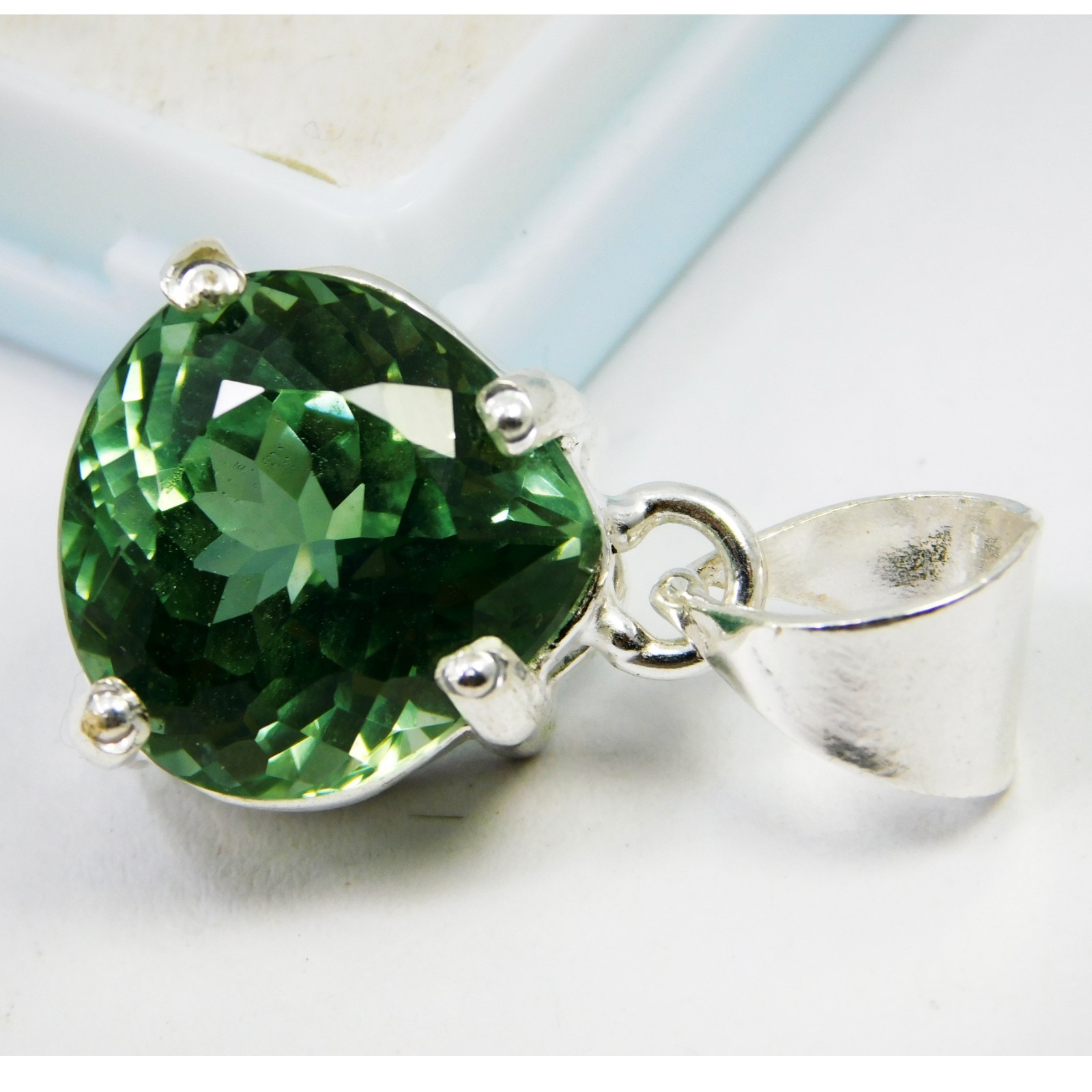 Certified Natural Olive Green Sapphire 60 Ct 925 Solid Silver Gemstone Pendant