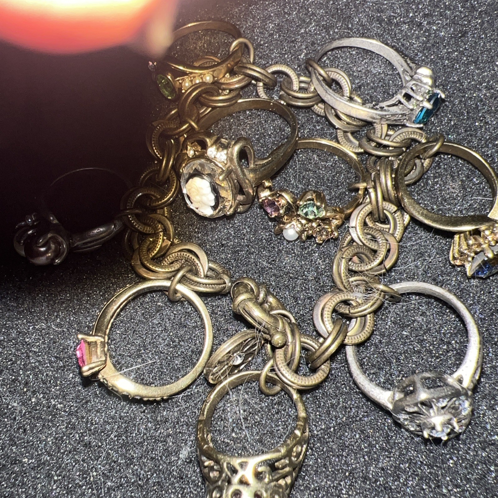 Vitg Bracelet By Sweet Romance With 9 Rings Beautiful Fashion Jewelry 8″
