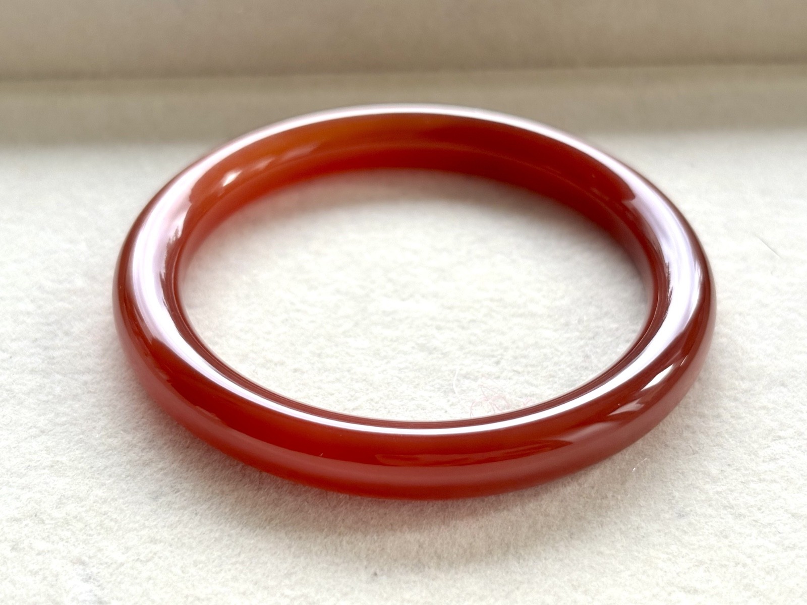 54.5mm Carnelian Red Agate Bangle Full Round with White Cloud Accent