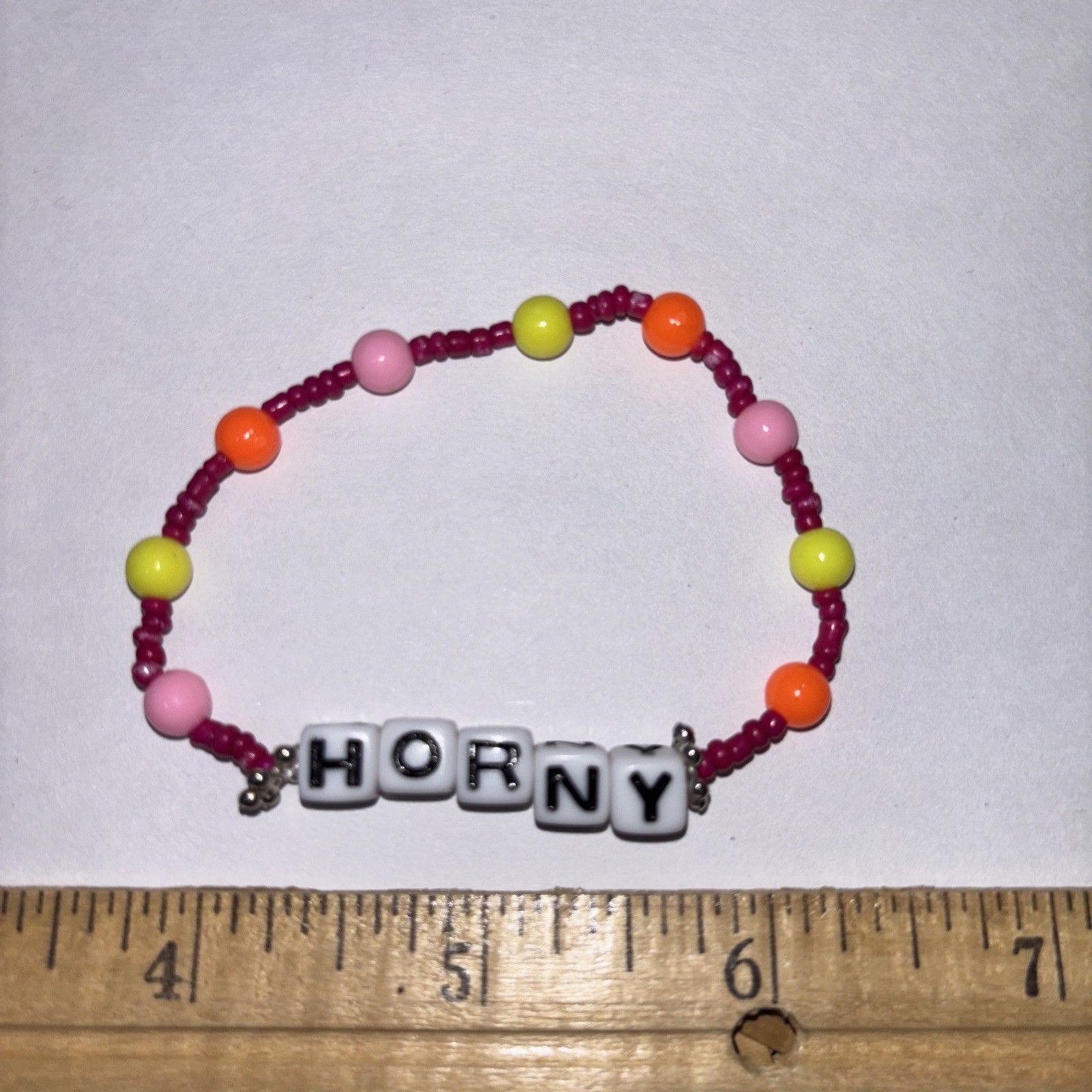 Multicolor “Horny” Bracelet Adult Humor Beaded Handmade Naughty Accessories