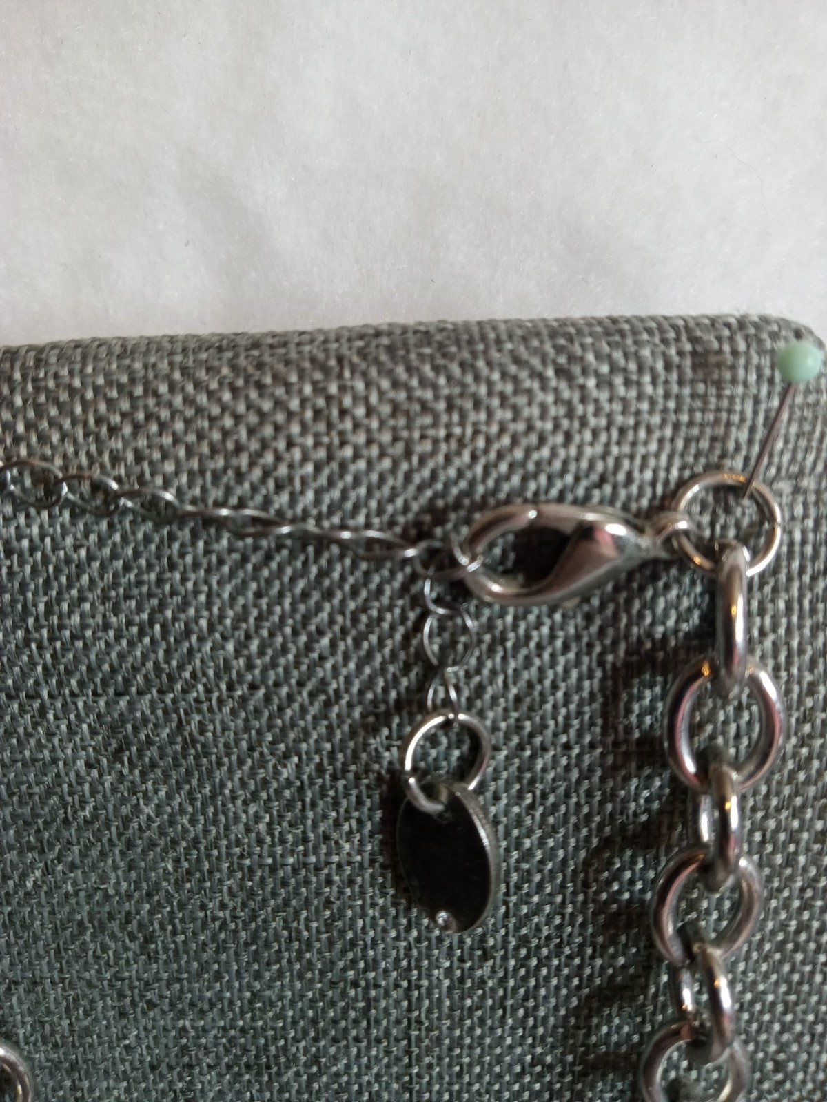 Silver Chunky Rhinestone Circle Ring Necklace Adjustable Length 21″ Long