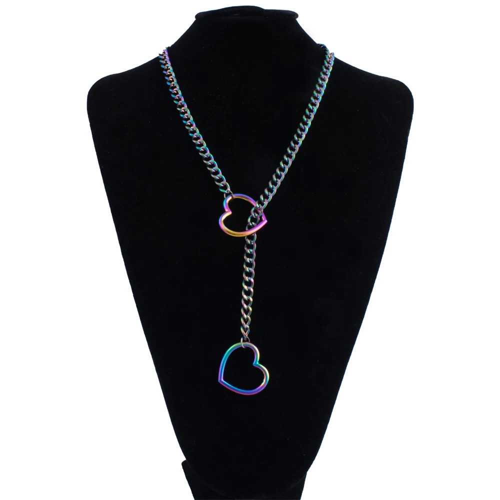Heart Lock Slip Chain Necklace Love Chains Choker Padlock Collar for Women