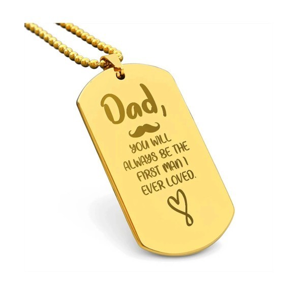 Personalised Engraved Men’s Necklace Army Dog Tag Any Text Birthday Anniversary