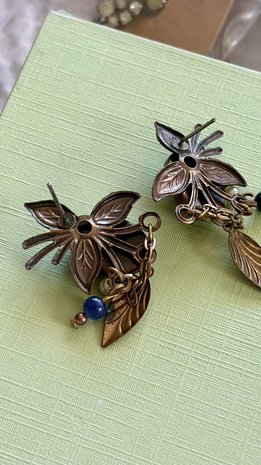 Woman’s Post Dangle Earrings Design By Jody Coyote Lapis Measures 1 3/4 Inches