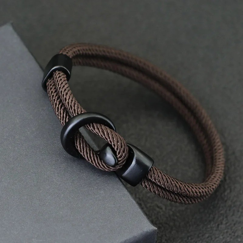 Fashion Men Paracord Rope Bracelet 2 Layer Outdoor Camping Survival Gift for Him