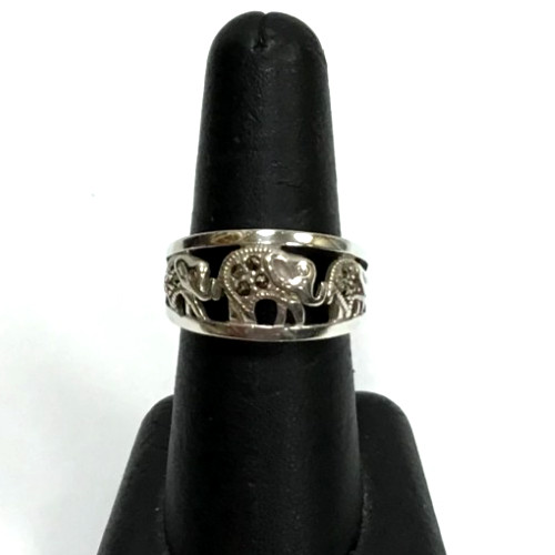 (MA3) Ladies 925 Sterling Silver 5.6 Grams Elephant Dome Ring – Size 8.75