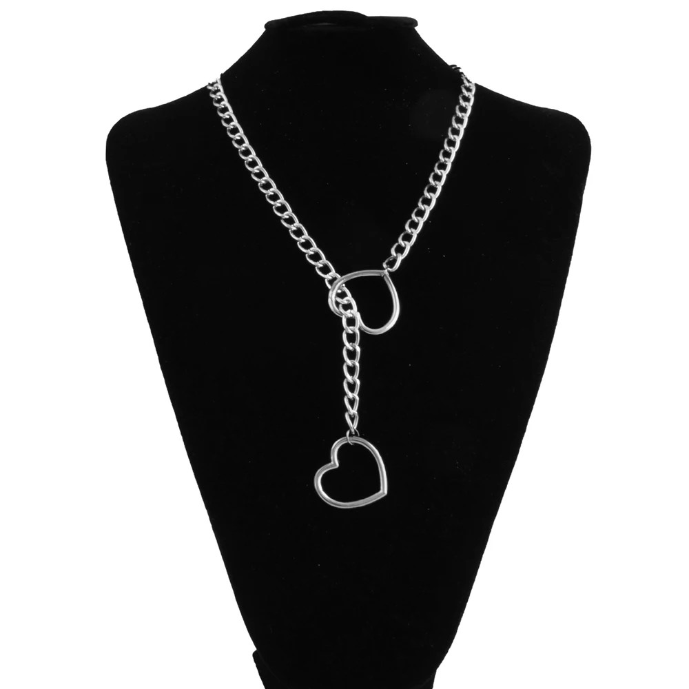 Heart Lock Slip Chain Necklace Love Chains Choker Padlock Collar for Women