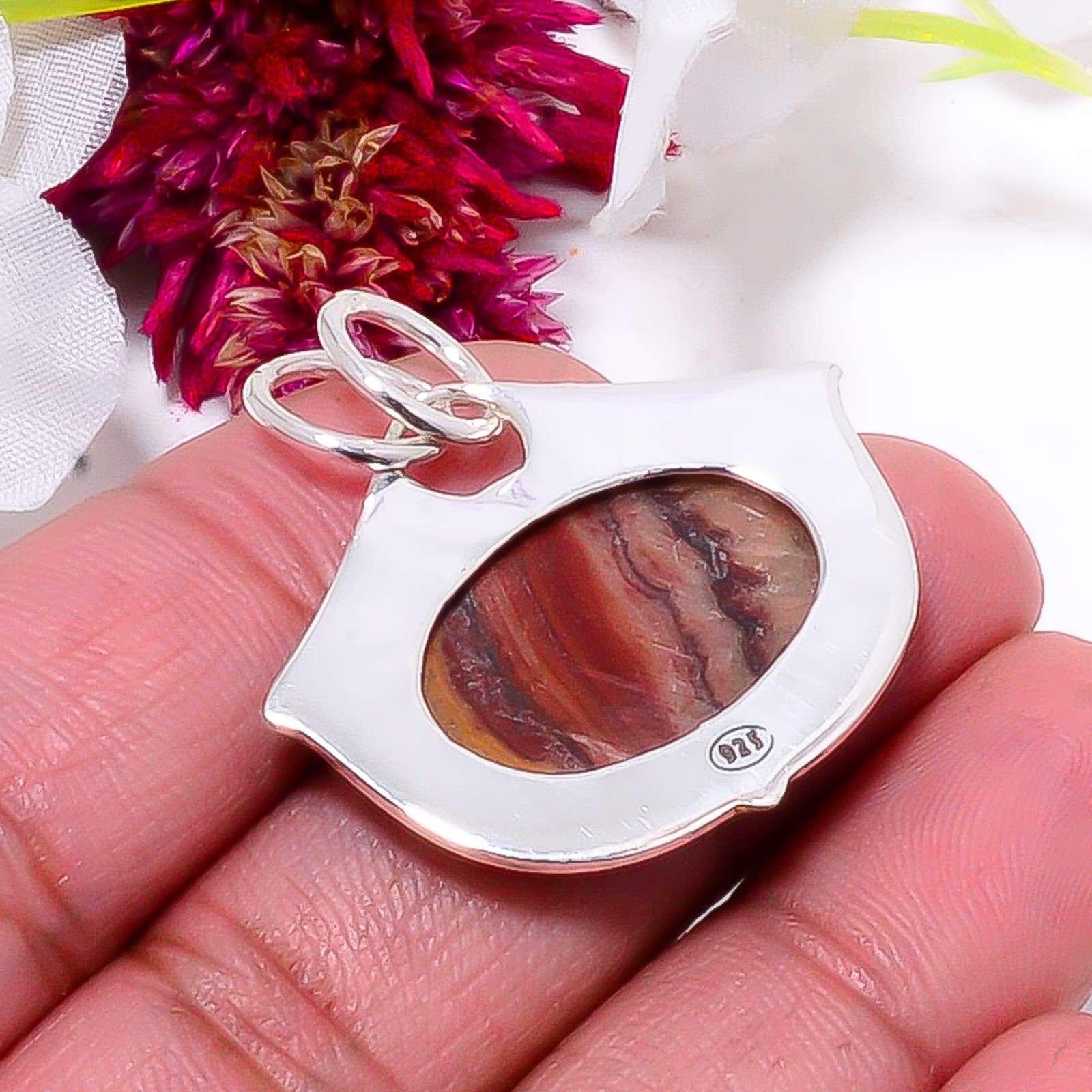 Wave Dolomite – Mexico 925 Sterling Silver Two Tone Designer Pendant 1.37″ Sku2