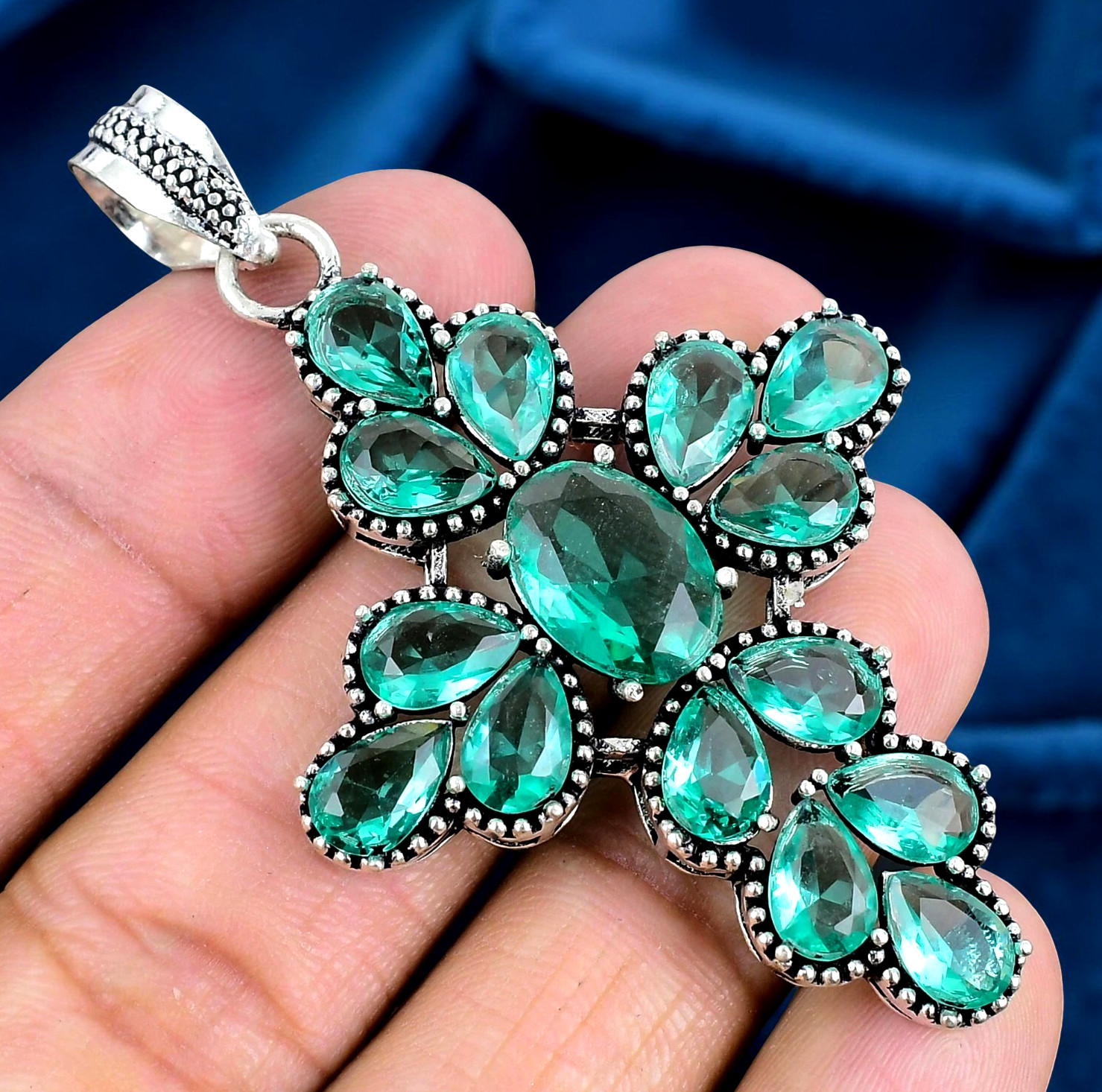 Green Tourmaline Gemstone Handmade 925 Sterling Silver Jewelry Pendant 2.30″