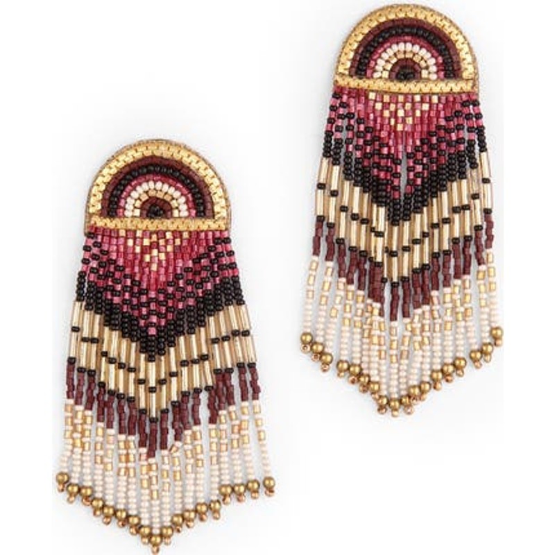 Deepa Gurnani Lisander Beaded Fringe Drop Earrings NEW