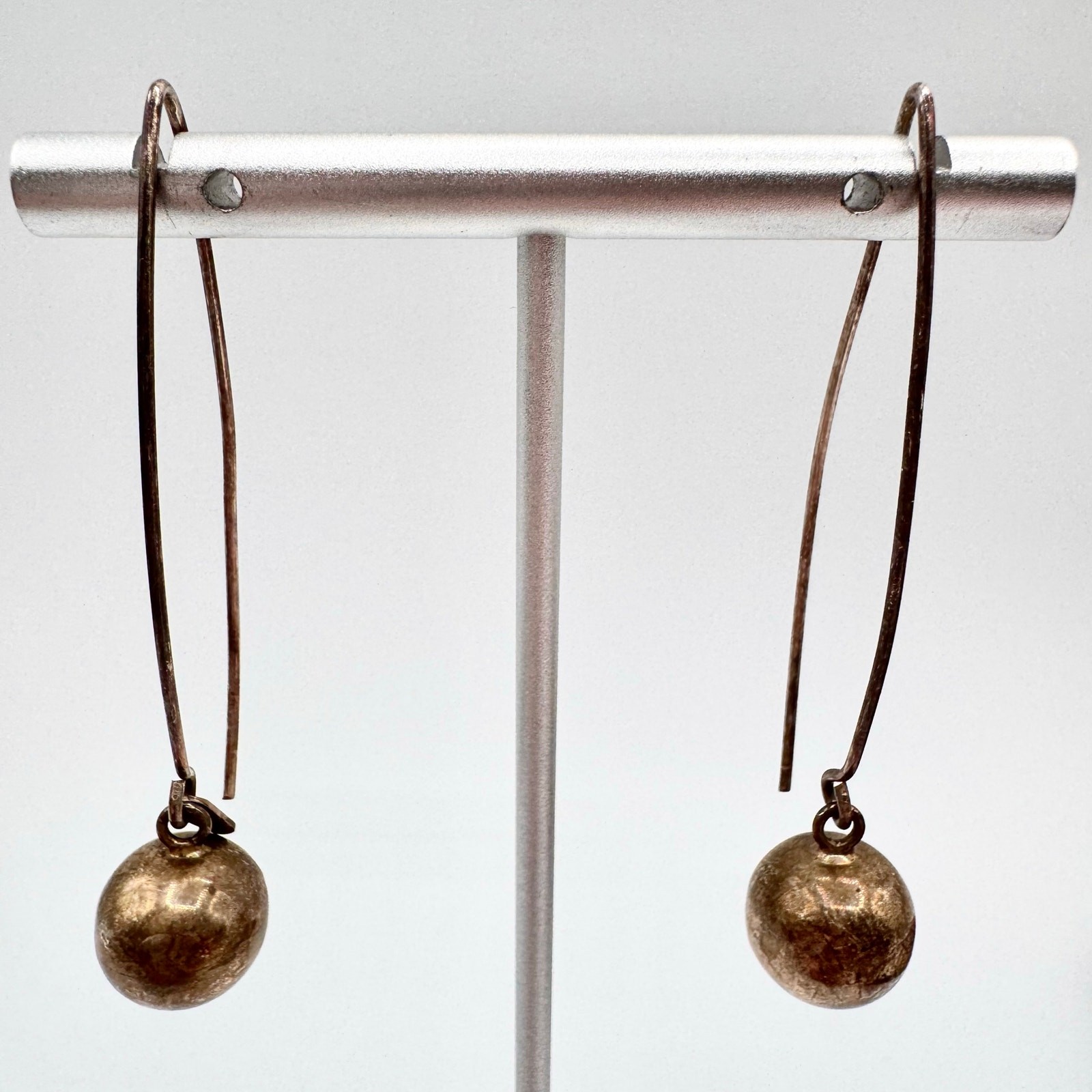 MEX 925 Sterling Silver Ball Threader Earrings Long Duster 2 1/2” Length 3.59 G