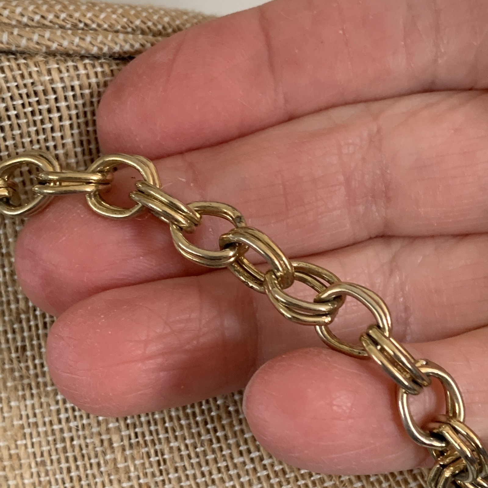 Vintage Nautical Charm Necklace Mid Century Gold Tone Chain Unsigned 32”