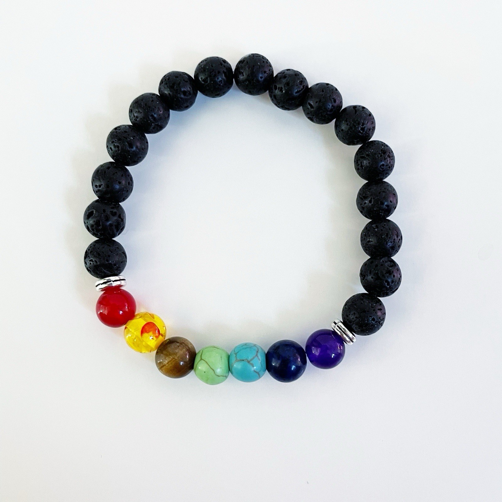 7 Chakra Lava Bead Bracelet – 8mm Crystal Bracelet – Genuine Gemstone Jewelry