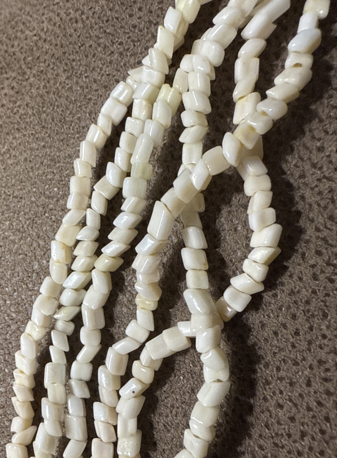 2 Natural Conch Shell Necklaces 46” & 50” White Long Strands, Beach, Sea Shore
